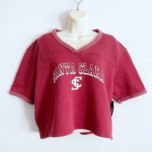 NEW Alta Gracia Red Santa Clara University Broncos Cropped Sweatshirt Tee XL